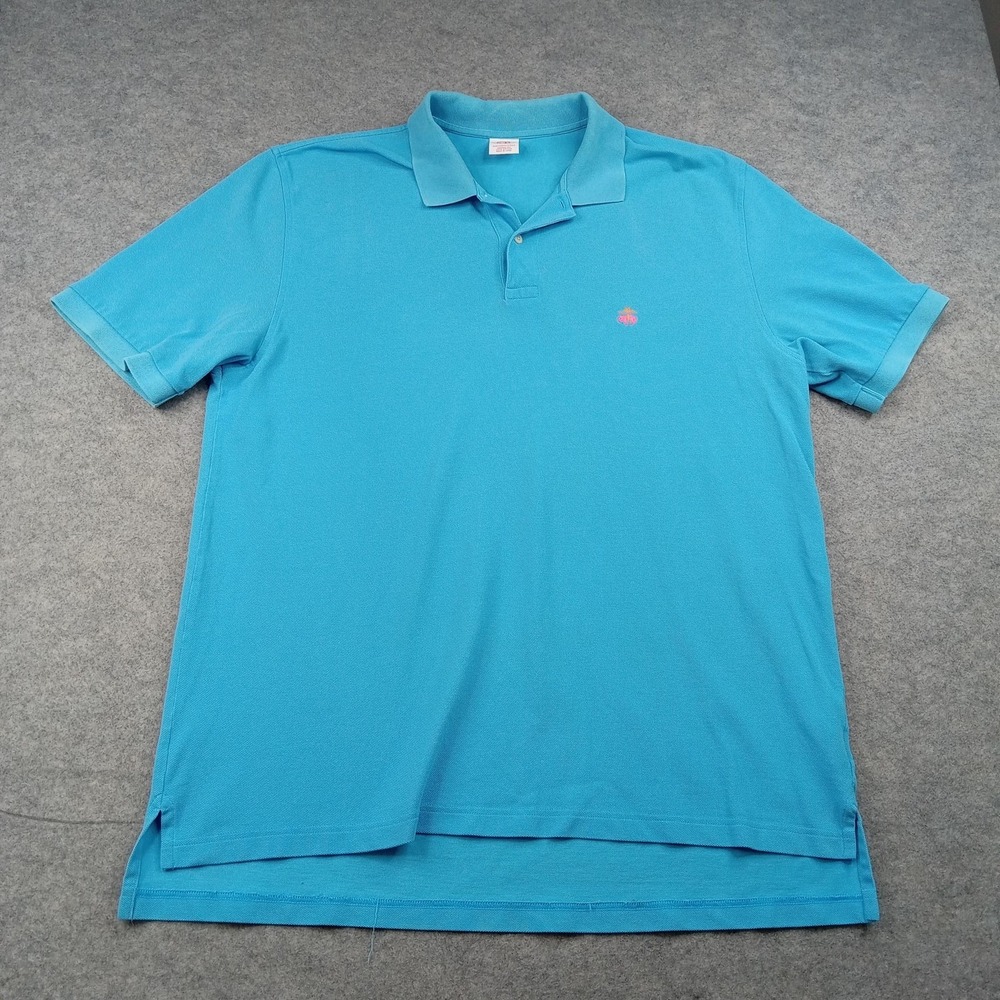 Brooks Brothers Polo Shirt Mens XL Blue Solid Performance Polo Knit Casual Top